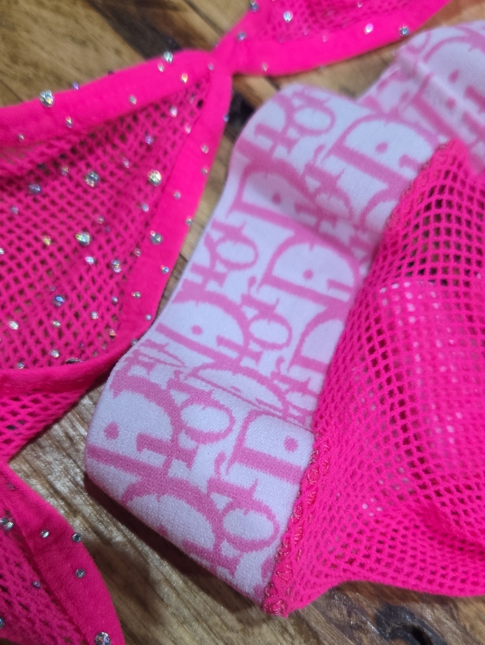 Hot Pink Sparkle Fishnet Jumpsuit Set